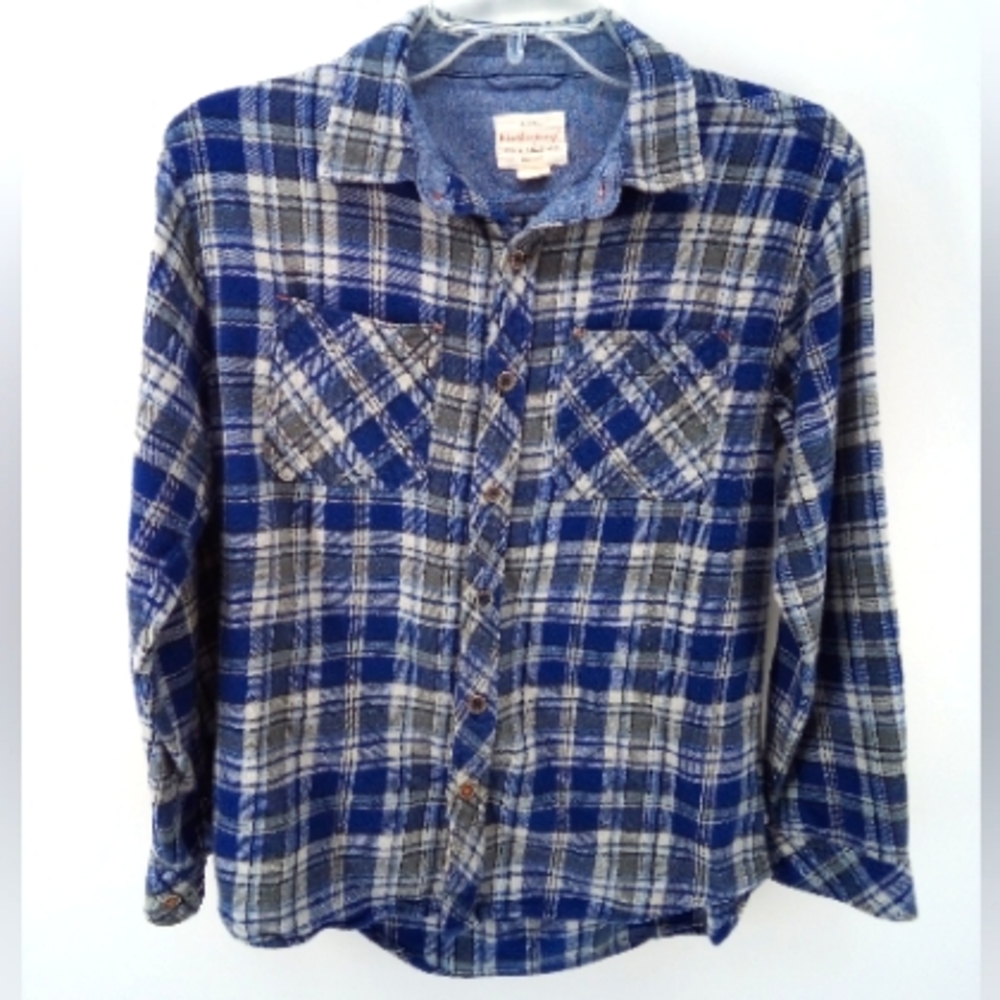 Weatherproof Vintage Boy's Blue Plaid Casual Outdoors Button Down L 14-16 2015